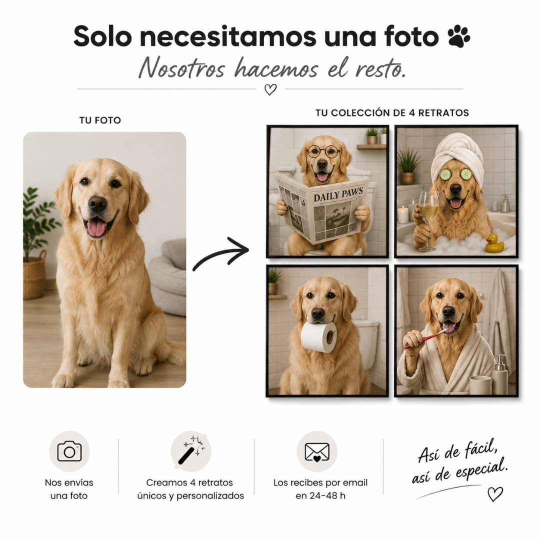 Set de 4 Retratos de Baño Personalizados